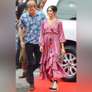 Sz XS/S Figue ‘Frederica’ 100% Silk Dress ASO Meghan Markle